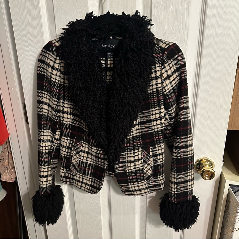 Karen Kane wool Faux Fur jacket